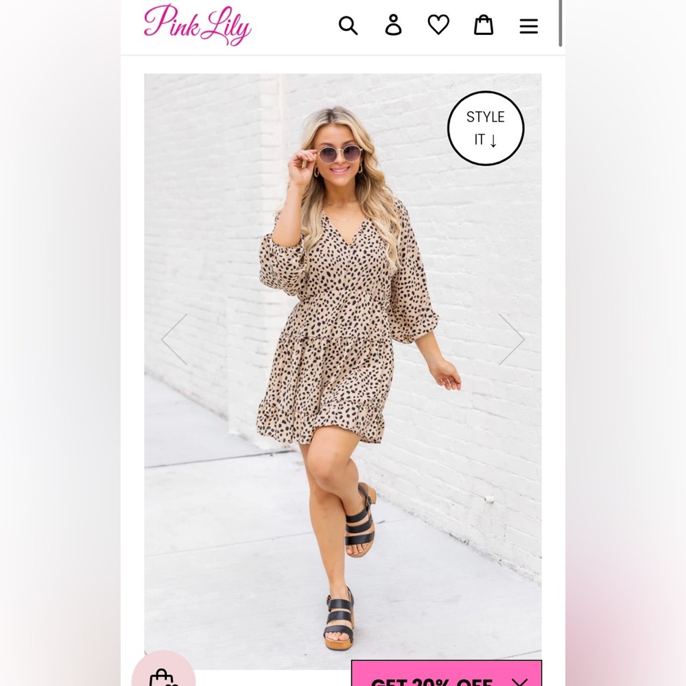 NWOT Pink Lily cheetah pattern dress